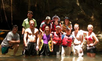 A pause during the Caves Branch River run.
