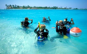 Confined water training, just off Long Caye at Glover's Reef.